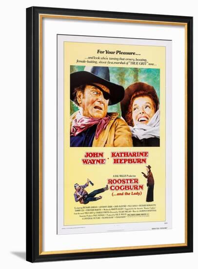 ROOSTER COGBURN, John Wayne, Katharine Hepburn, 1975-null-Framed Art Print