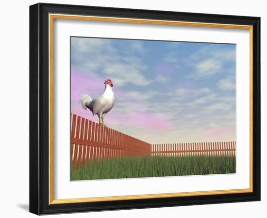 Rooster Crowing - 3D Render-Elenarts-Framed Art Print
