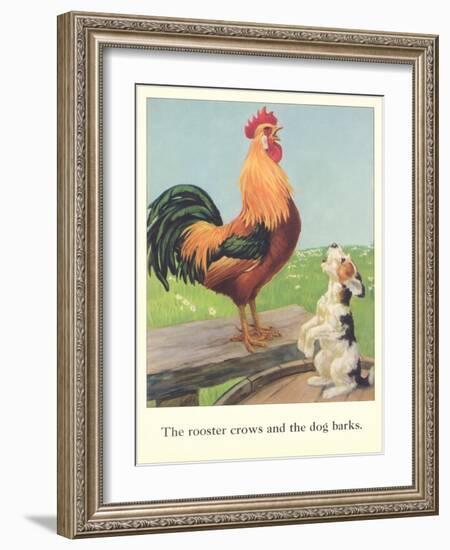 Rooster Crows and Dog Barks-null-Framed Art Print