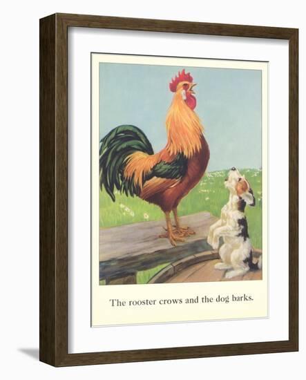 Rooster Crows and Dog Barks-null-Framed Art Print