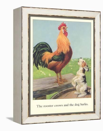 Rooster Crows and Dog Barks-null-Framed Stretched Canvas