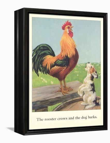 Rooster Crows and Dog Barks-null-Framed Stretched Canvas