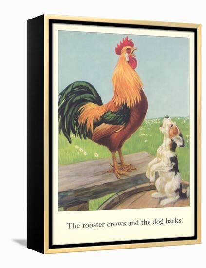 Rooster Crows and Dog Barks-null-Framed Stretched Canvas