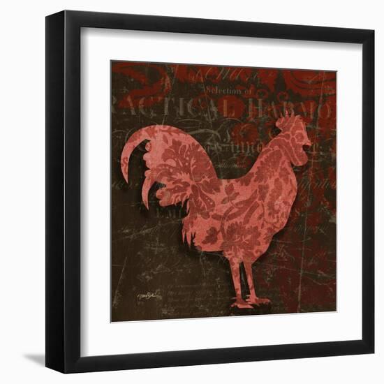 Rooster Damask 1-Diane Stimson-Framed Art Print