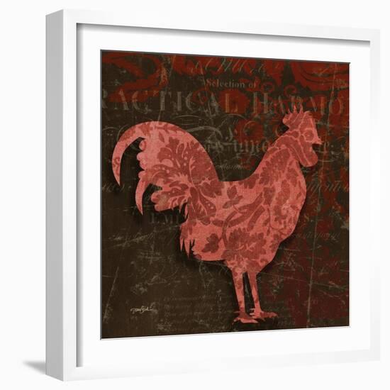 Rooster Damask 1-Diane Stimson-Framed Art Print