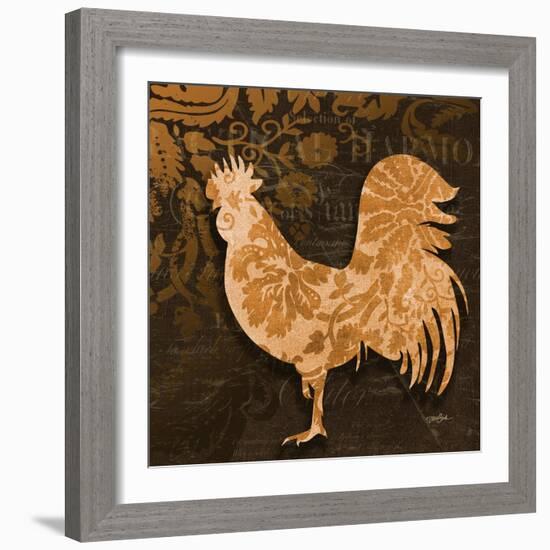 Rooster Damask 2-Diane Stimson-Framed Art Print