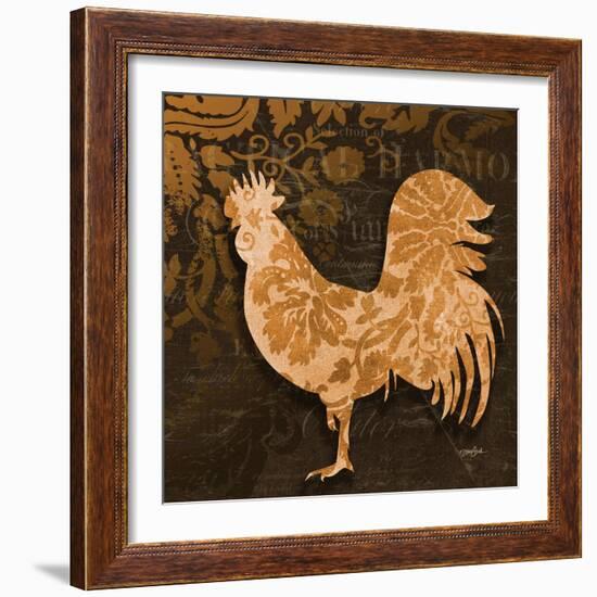 Rooster Damask 2-Diane Stimson-Framed Art Print