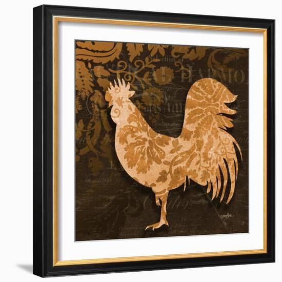 Rooster Damask 2-Diane Stimson-Framed Art Print