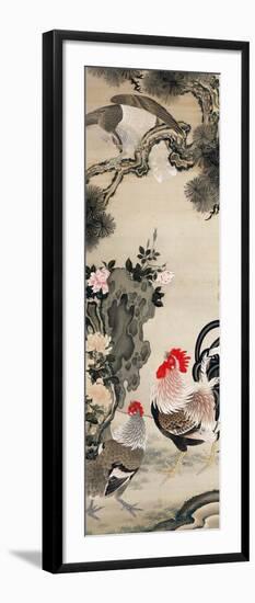 Rooster, Hen and a Falcon-Jakuchu Ito-Framed Giclee Print