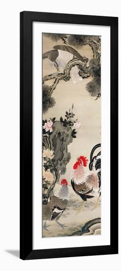 Rooster, Hen and a Falcon-Jakuchu Ito-Framed Giclee Print