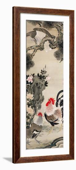 Rooster, Hen and a Falcon-Jakuchu Ito-Framed Giclee Print