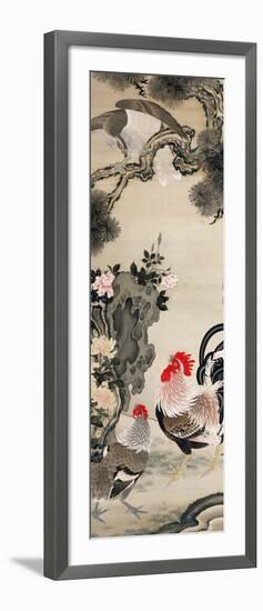 Rooster, Hen and a Falcon-Jakuchu Ito-Framed Giclee Print