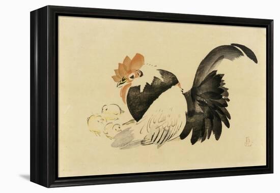 Rooster, Hen, and Chicks, Meiji Era, 1870-79-Shibata Zeshin-Framed Premier Image Canvas