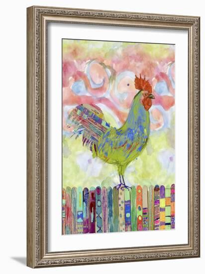 Rooster on a Fence I-Ingrid Blixt-Framed Art Print