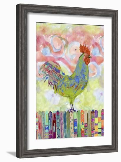 Rooster on a Fence I-Ingrid Blixt-Framed Art Print