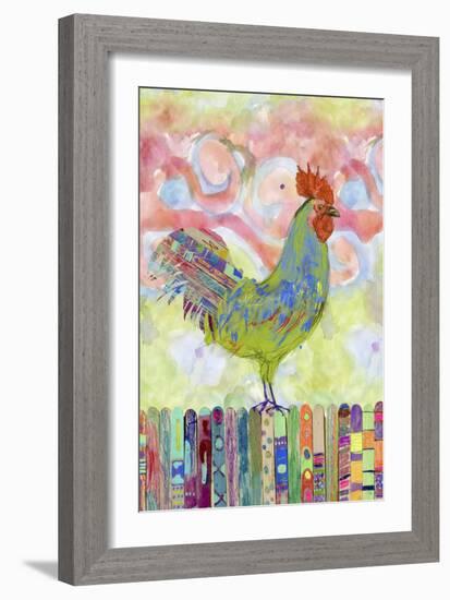 Rooster on a Fence I-Ingrid Blixt-Framed Art Print