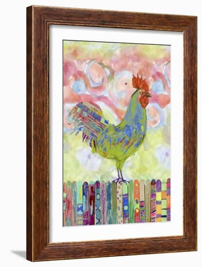 Rooster on a Fence I-Ingrid Blixt-Framed Art Print