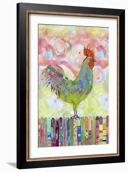 Rooster on a Fence I-Ingrid Blixt-Framed Art Print