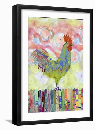 Rooster on a Fence I-Ingrid Blixt-Framed Art Print