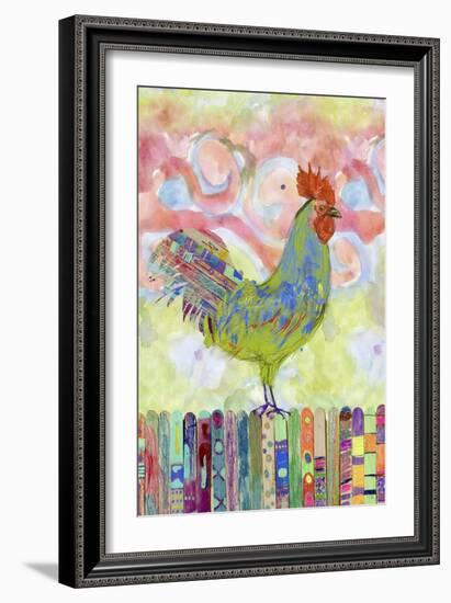 Rooster on a Fence I-Ingrid Blixt-Framed Art Print