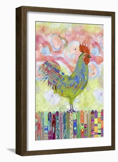 Rooster on a Fence I-Ingrid Blixt-Framed Premium Giclee Print