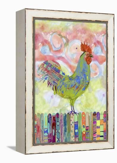 Rooster on a Fence I-Ingrid Blixt-Framed Stretched Canvas