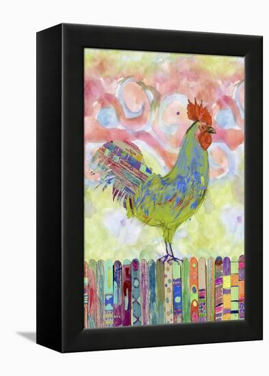 Rooster on a Fence I-Ingrid Blixt-Framed Stretched Canvas