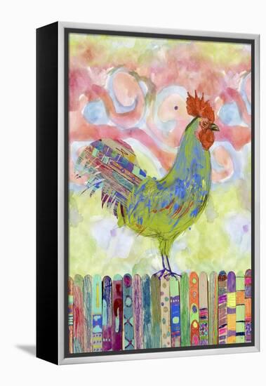 Rooster on a Fence I-Ingrid Blixt-Framed Stretched Canvas