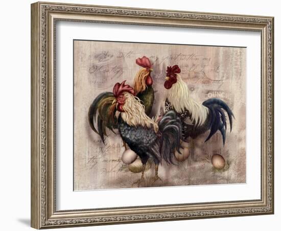 Rooster Trio-Alma Lee-Framed Art Print