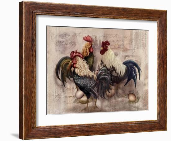Rooster Trio-Alma Lee-Framed Art Print