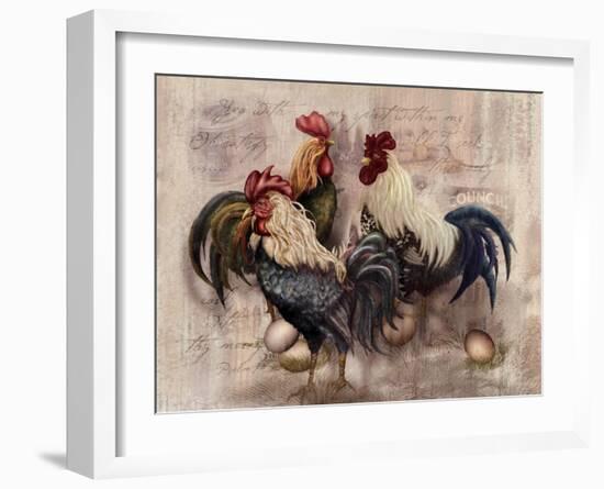 Rooster Trio-Alma Lee-Framed Art Print