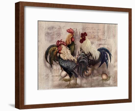 Rooster Trio-Alma Lee-Framed Art Print