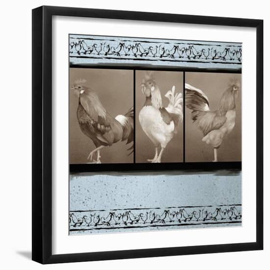 Rooster Ware Aqua III-Kory Fluckiger-Framed Giclee Print