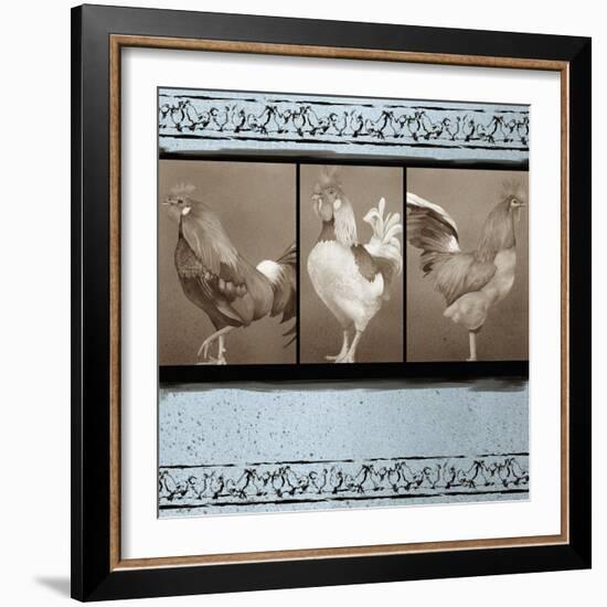 Rooster Ware Aqua III-Kory Fluckiger-Framed Giclee Print