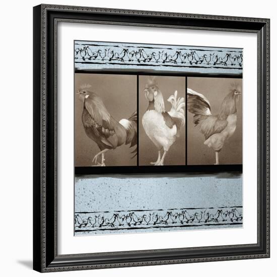 Rooster Ware Aqua III-Kory Fluckiger-Framed Giclee Print