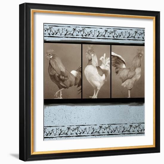 Rooster Ware Aqua III-Kory Fluckiger-Framed Giclee Print
