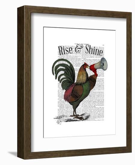 Rooster with Loudhailer-Fab Funky-Framed Art Print