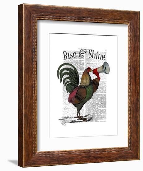 Rooster with Loudhailer-Fab Funky-Framed Art Print