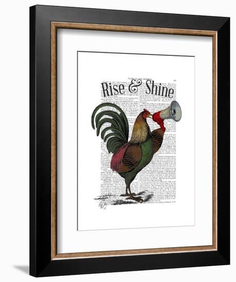 Rooster with Loudhailer-Fab Funky-Framed Art Print