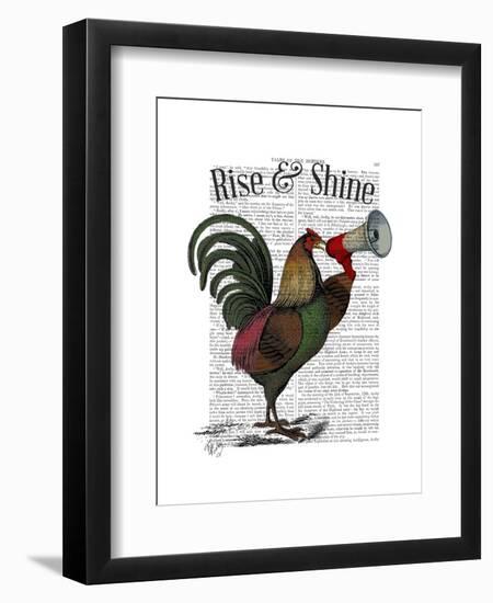 Rooster with Loudhailer-Fab Funky-Framed Art Print