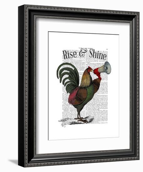 Rooster with Loudhailer-Fab Funky-Framed Art Print