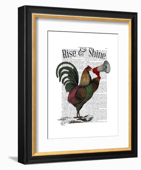 Rooster with Loudhailer-Fab Funky-Framed Art Print