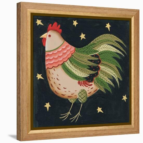 Rooster with Stars in Background Bordered-Beverly Johnston-Framed Premier Image Canvas