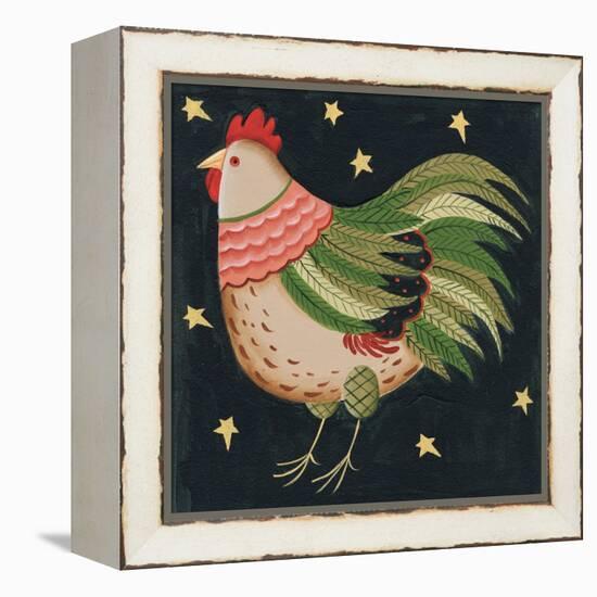 Rooster with Stars in Background Bordered-Beverly Johnston-Framed Premier Image Canvas