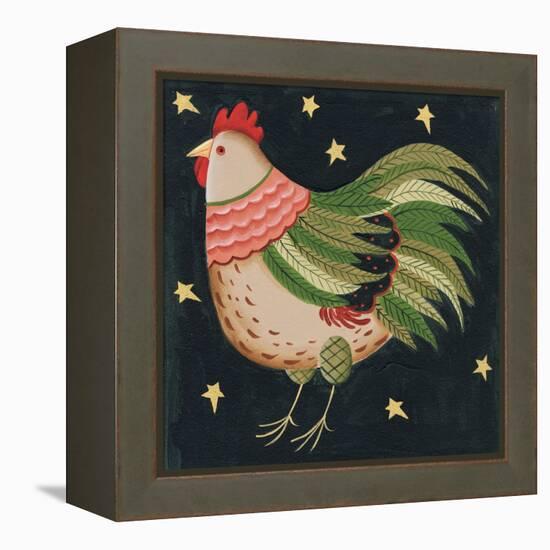 Rooster with Stars in Background Bordered-Beverly Johnston-Framed Premier Image Canvas