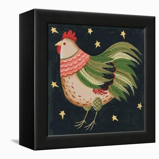 Rooster with Stars in Background Bordered-Beverly Johnston-Framed Premier Image Canvas