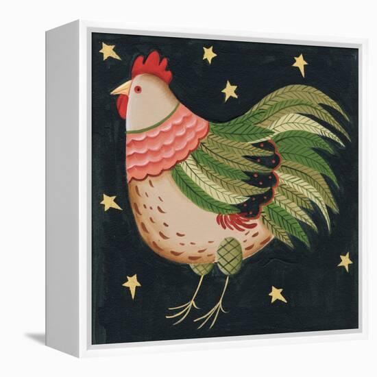 Rooster with Stars in Background Bordered-Beverly Johnston-Framed Premier Image Canvas