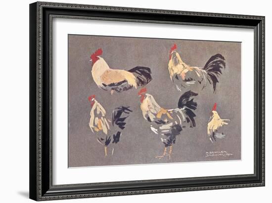 Roosters and Hens-null-Framed Art Print