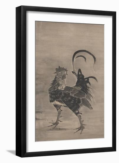 Roosters, Hen, and Chicks, Left of a Pair, 1795 (Ink on Paper) (Pair to 3742190)-Ito Jakuchu-Framed Giclee Print