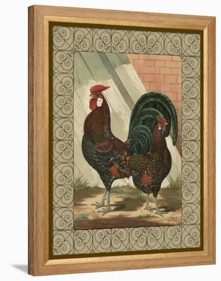 Roosters V-Cassel-Framed Stretched Canvas